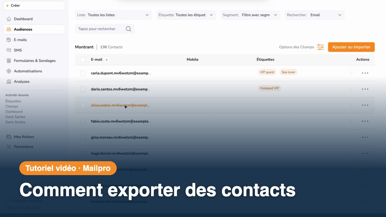Comment exporter des contacts