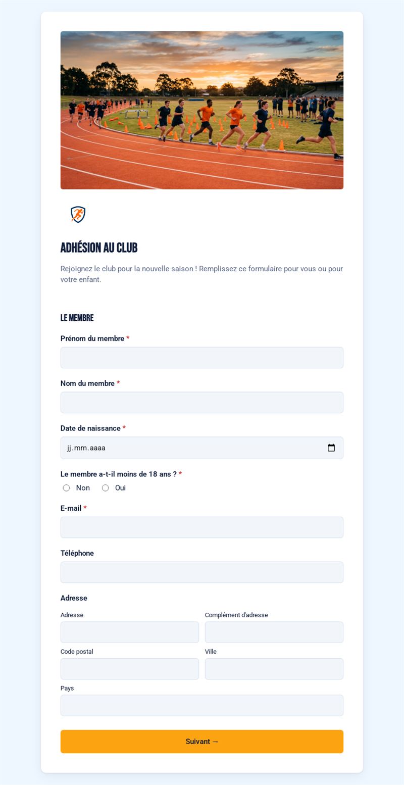 Adhésion au club