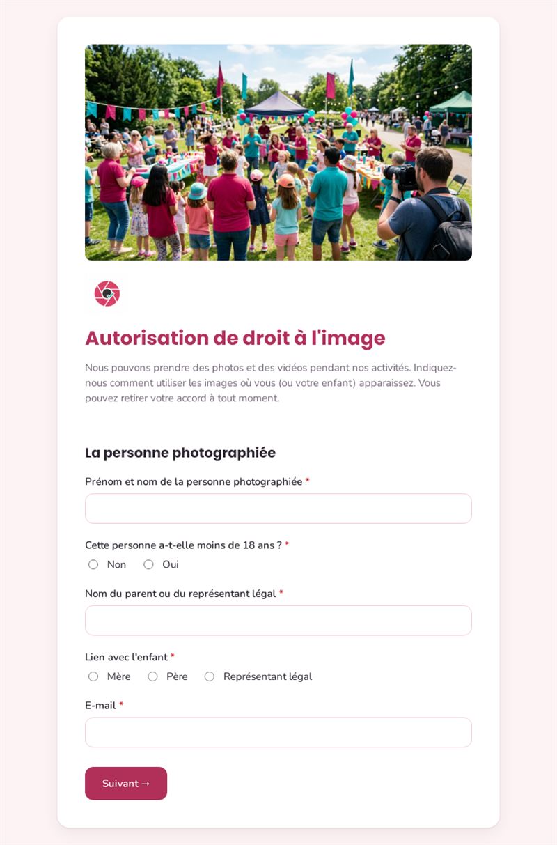 Autorisation de droit à l'image