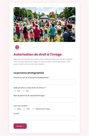 Autorisation de droit à l'image