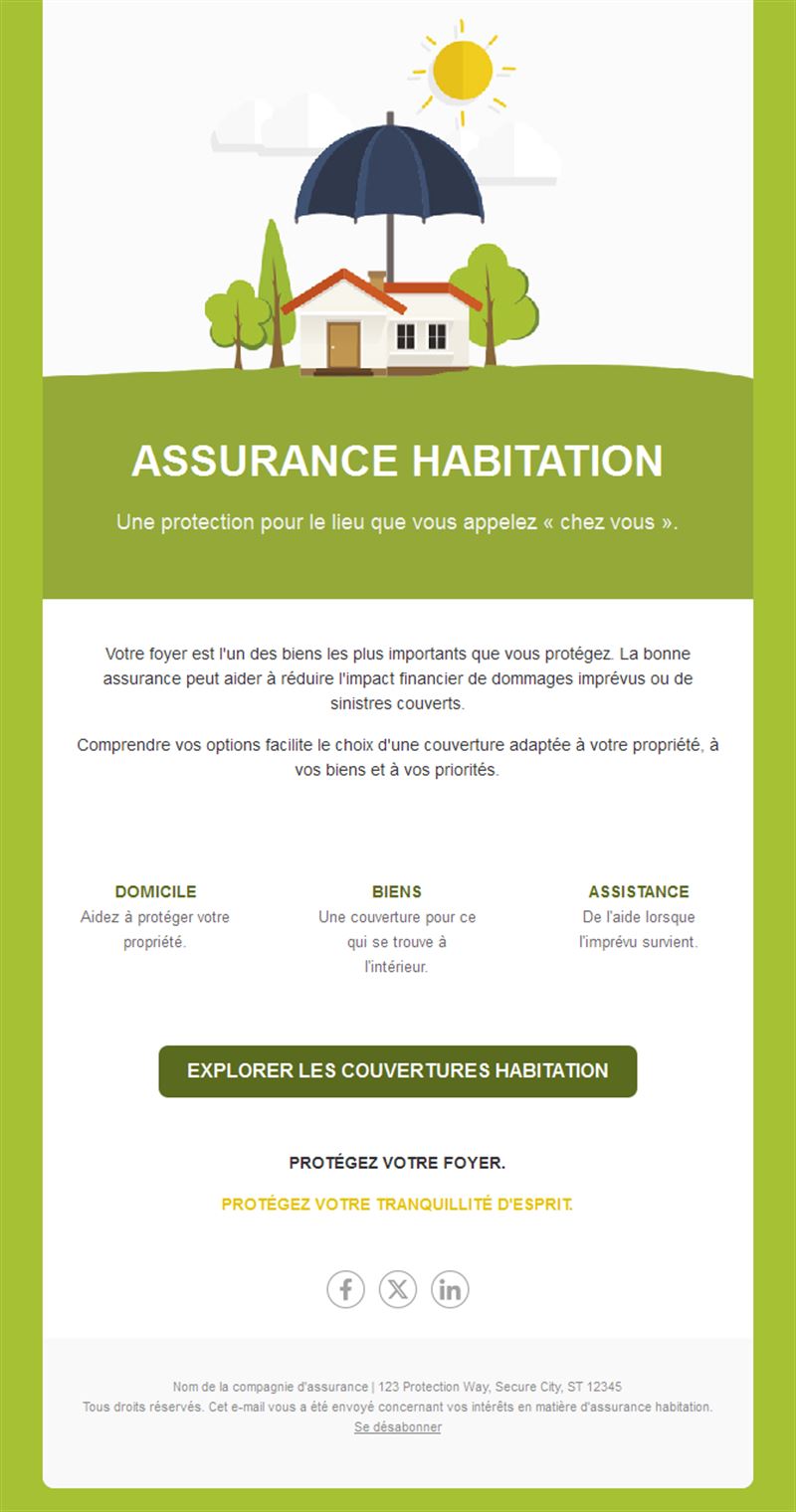 Email vert d'assurance habitation