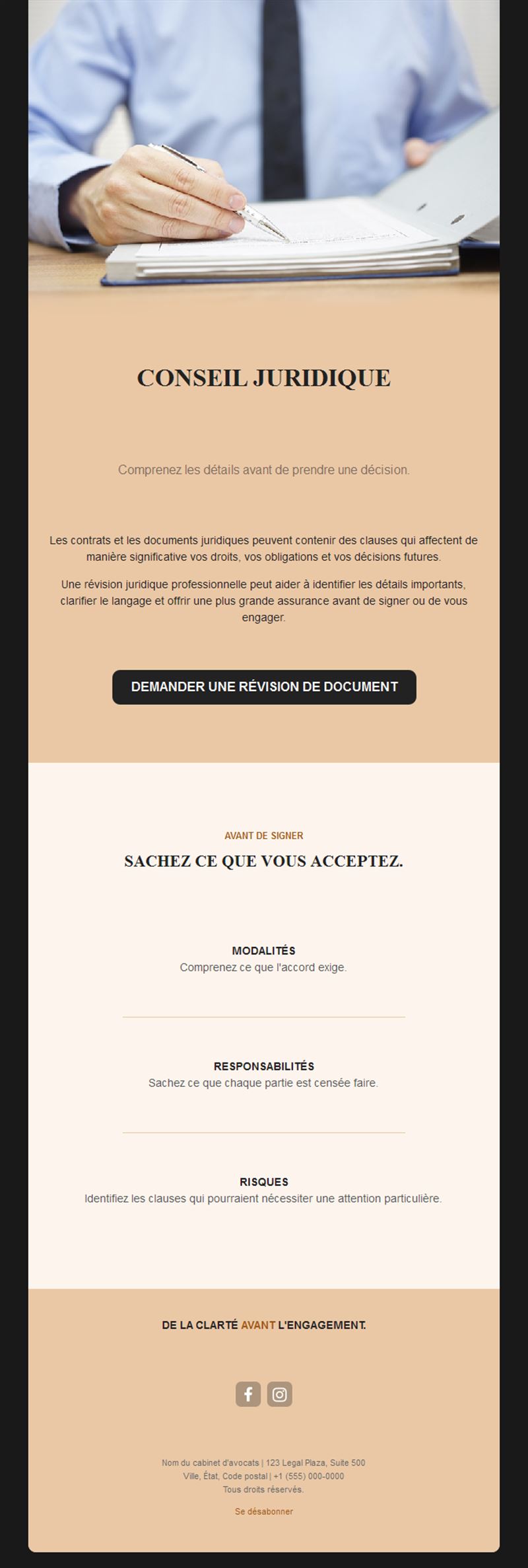Email de relecture de contrats