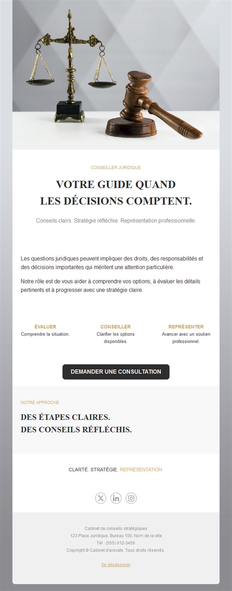 Email de consultation pour cabinet d'avocats