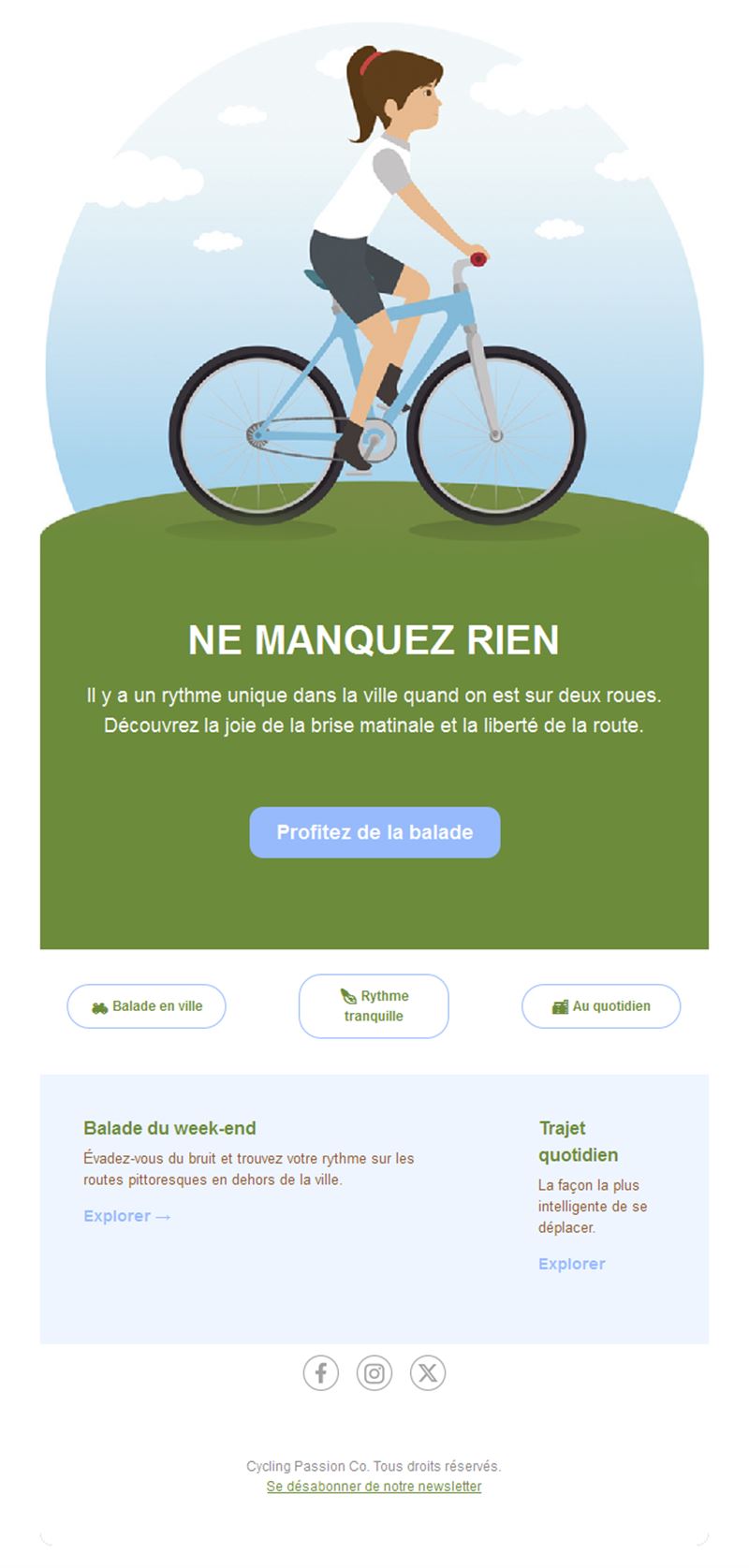 Email illustré de vélo en ville