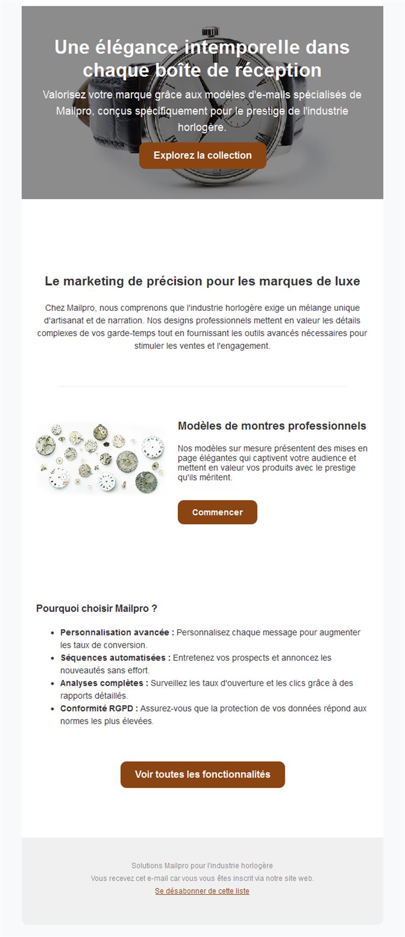 Email marketing pour marques horlogères