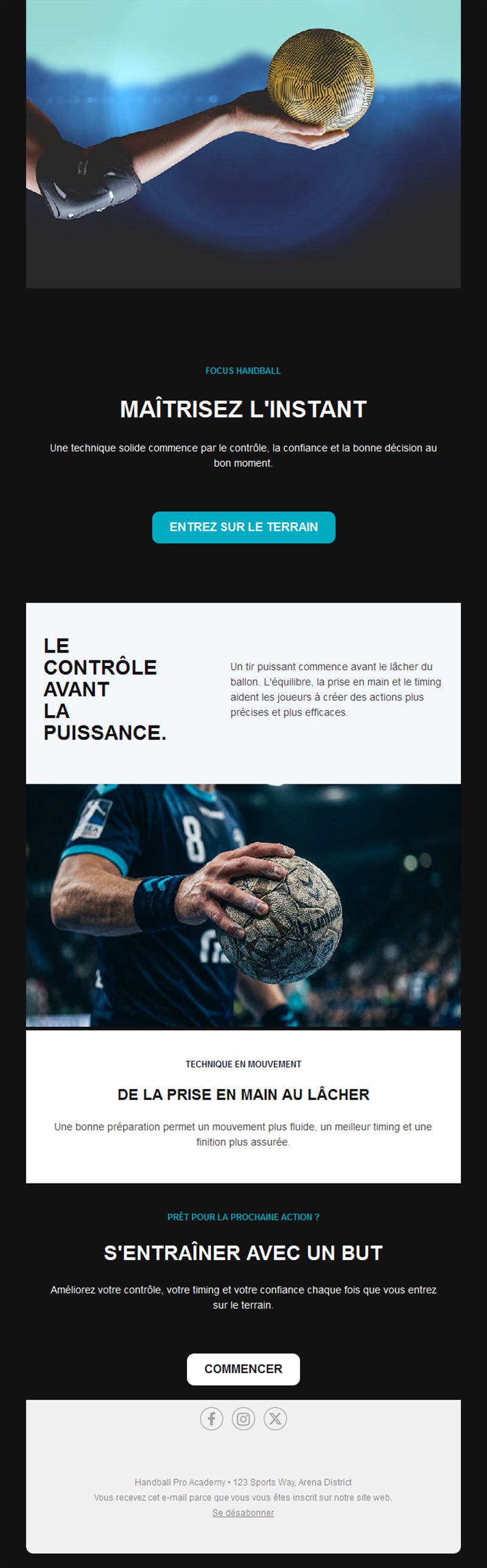 Email de technique de handball