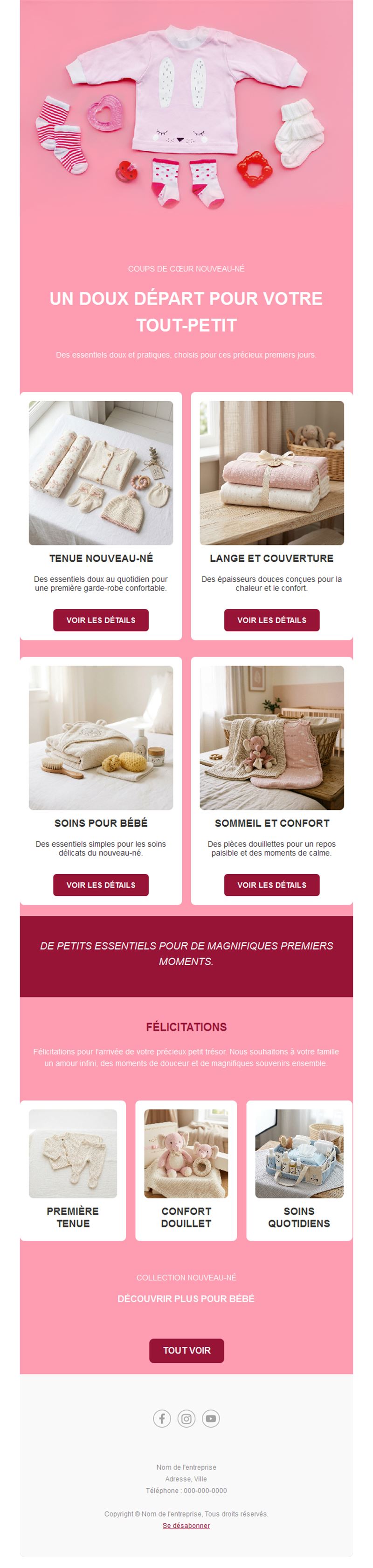 Newsletter rose de boutique bébé