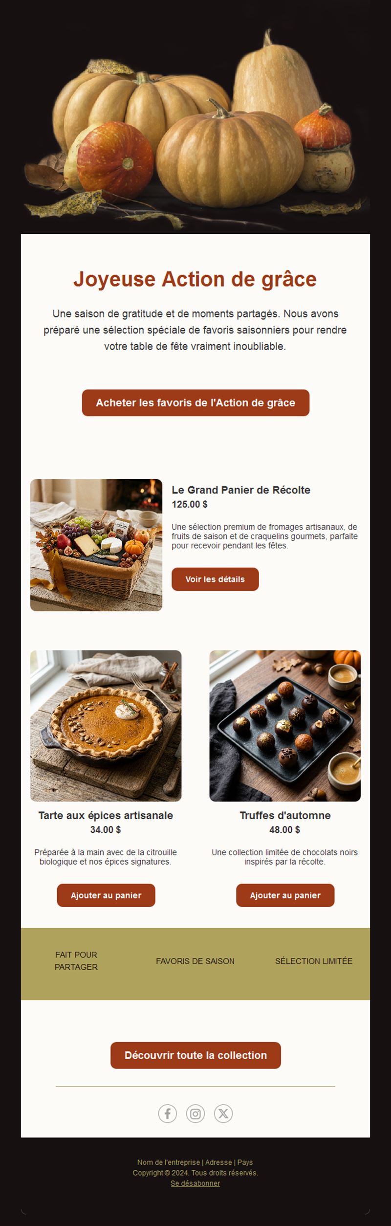 Email coups de cœur de Thanksgiving