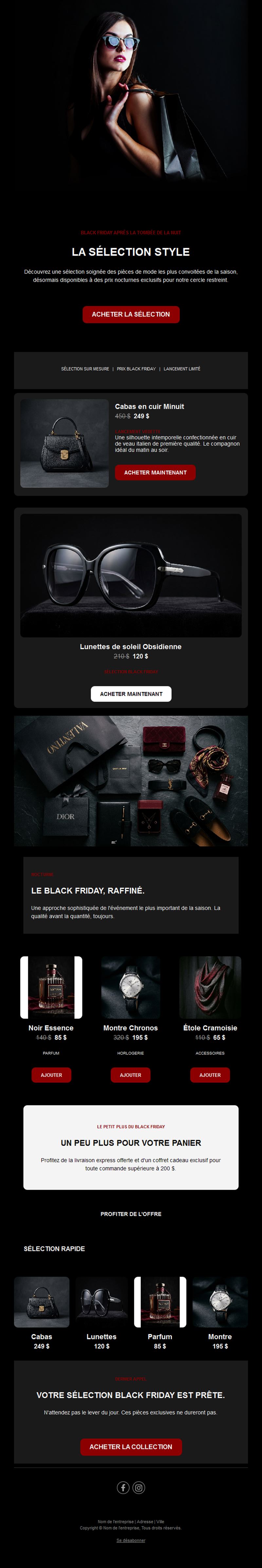 Email de lancement mode Black Friday