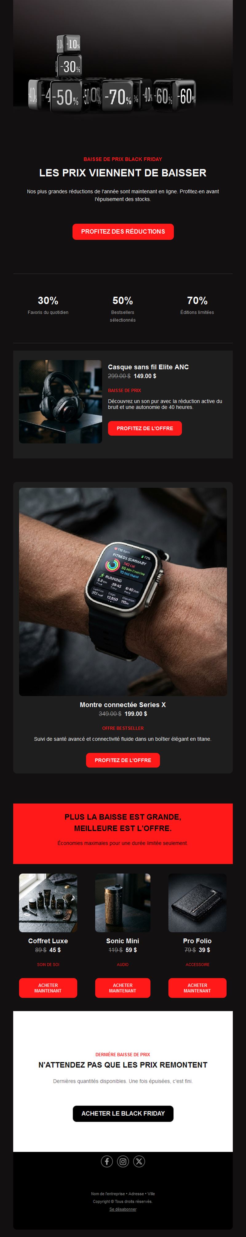Email de baisse de prix Black Friday