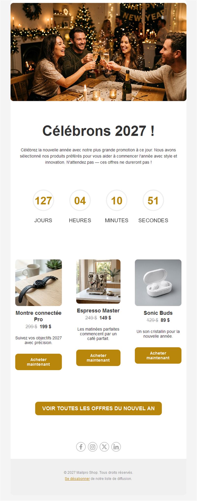 Modèle d'email soldes du Nouvel An 2027