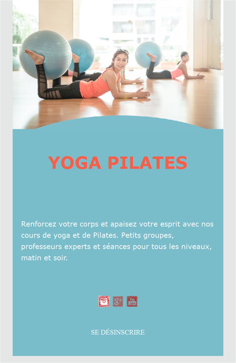 Email turquoise de yoga et Pilates