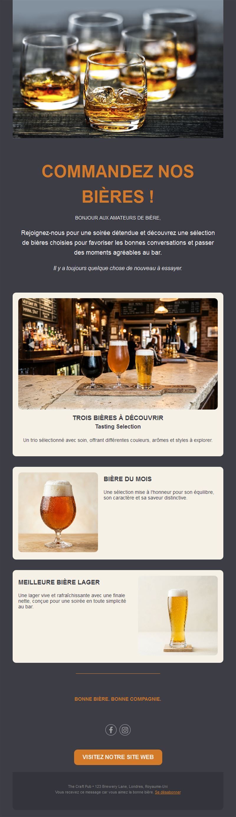 Email dégustation de bières et bière du mois