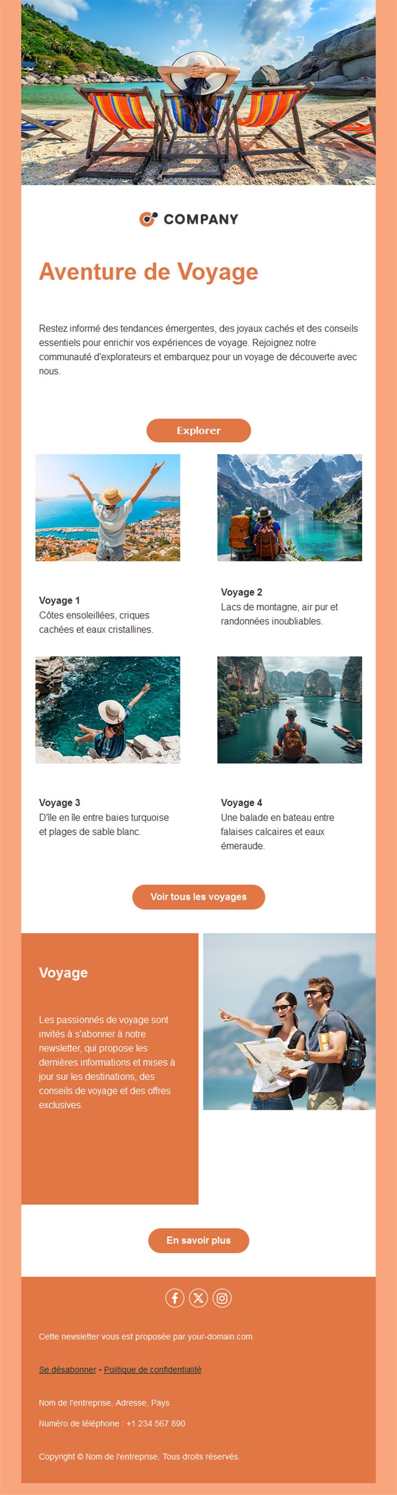 Newsletter de voyages d'aventure