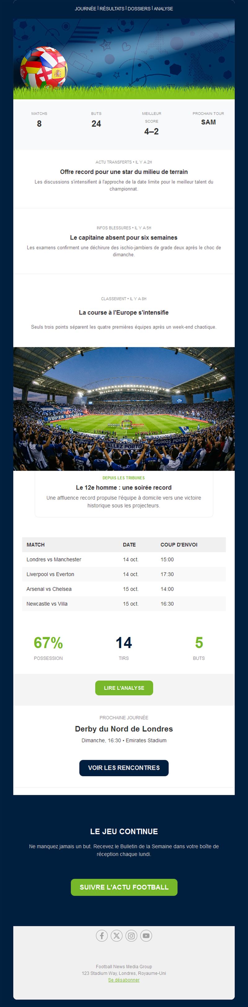 Newsletter actus et transferts football