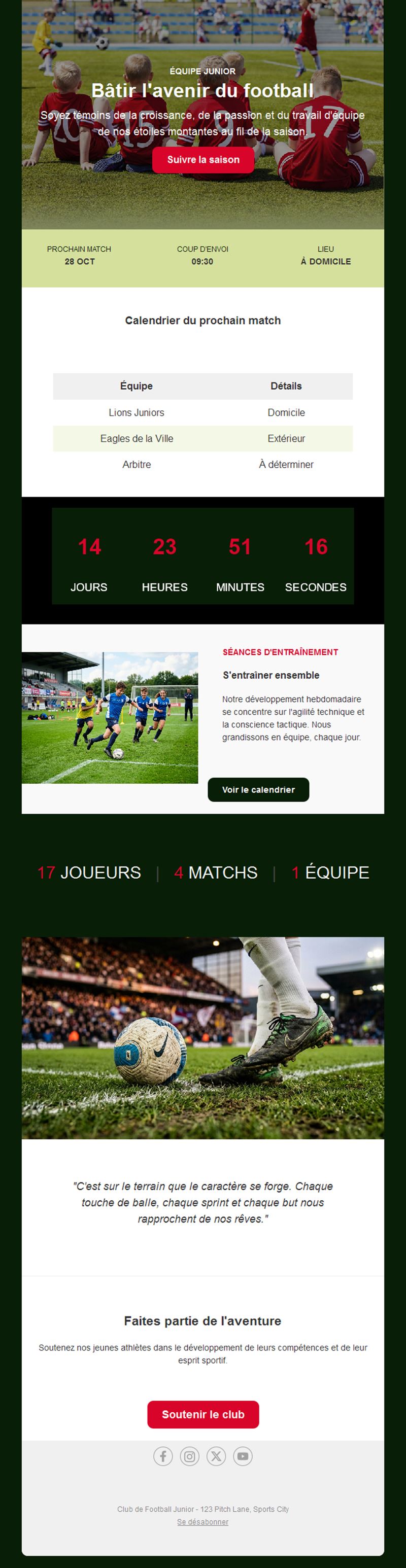 Newsletter de club de football jeunes