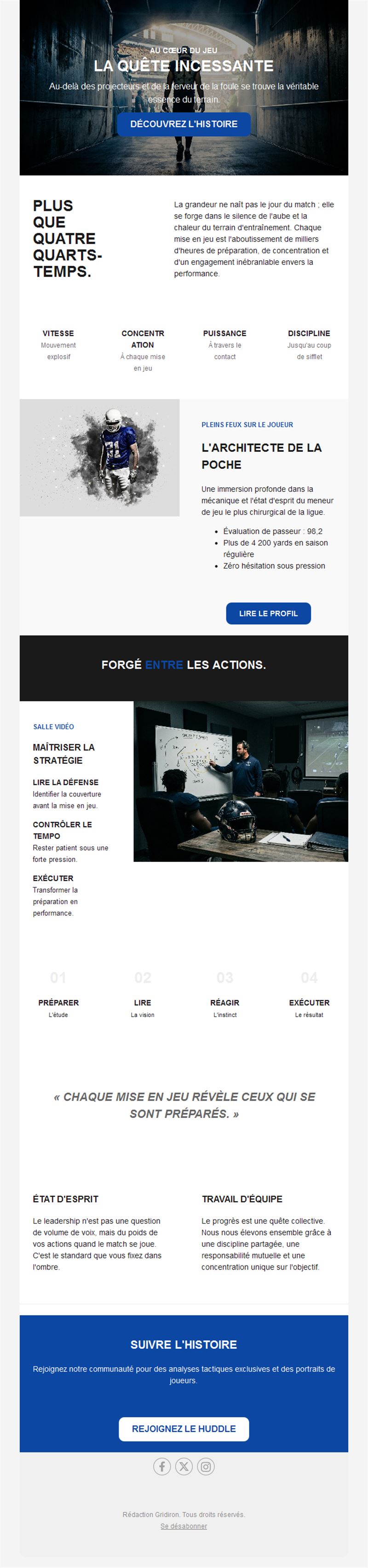 Newsletter football américain : joueur à la une