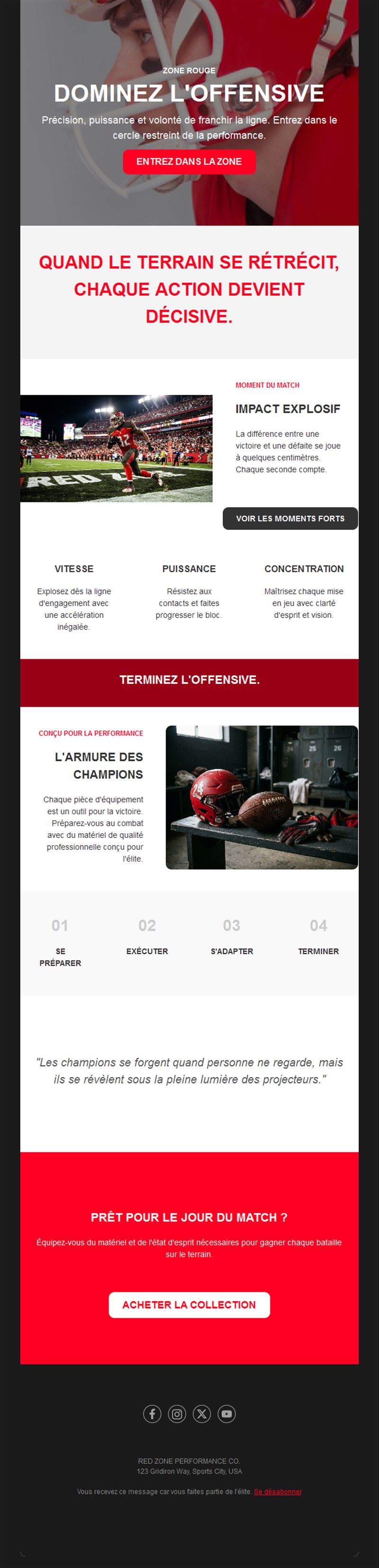 Email foot US : temps forts et équipement