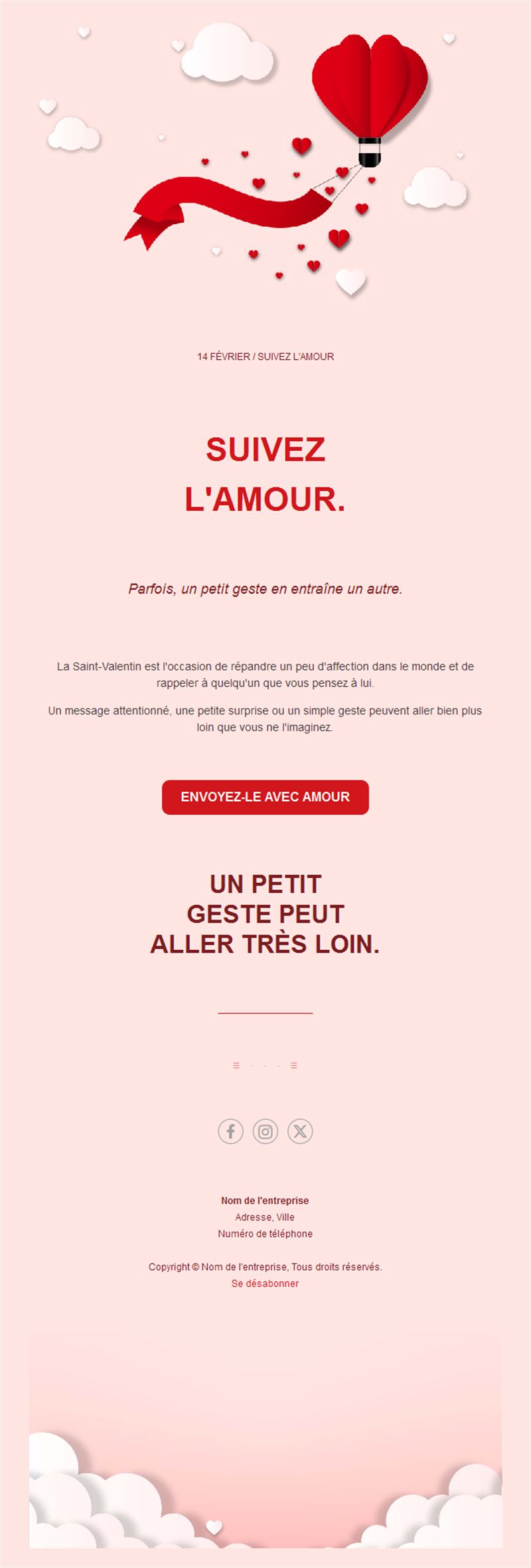 Email Saint-Valentin avec montgolfière cœur