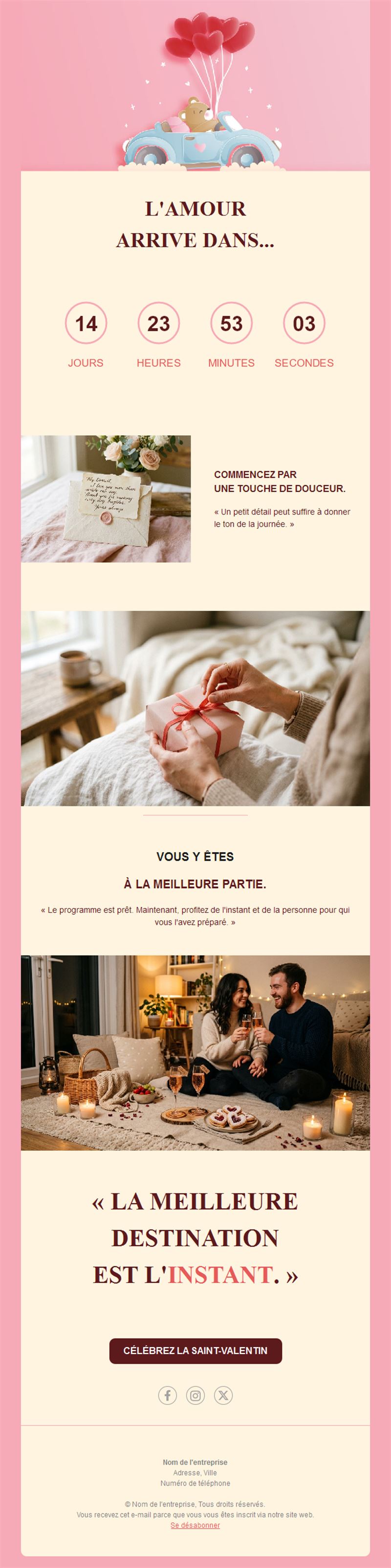 Newsletter Saint-Valentin avec compte à rebours