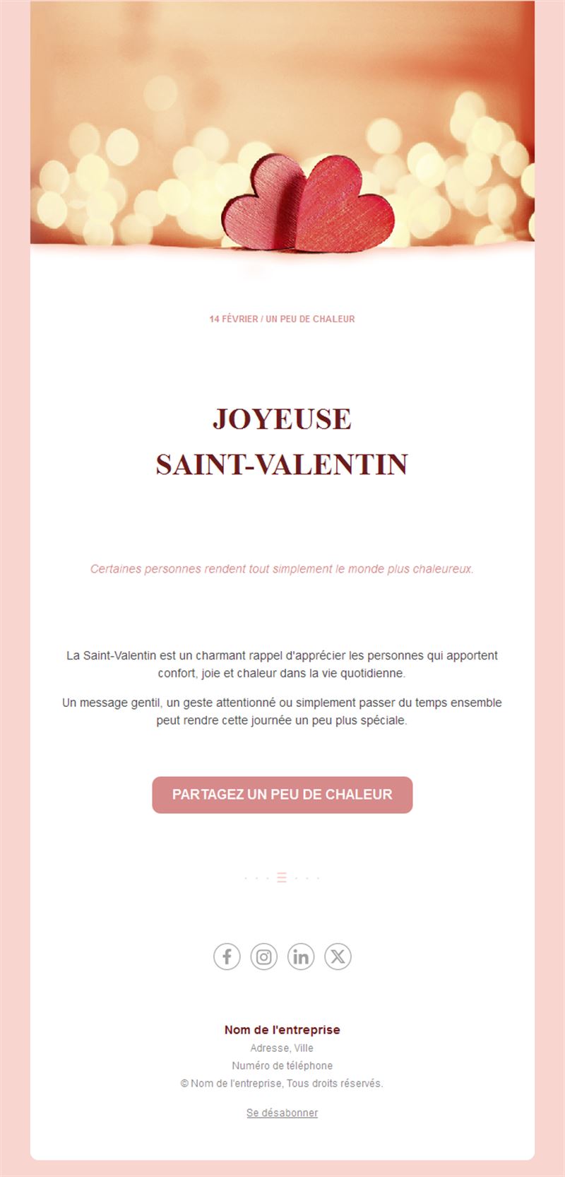 Email chaleureux de Saint-Valentin