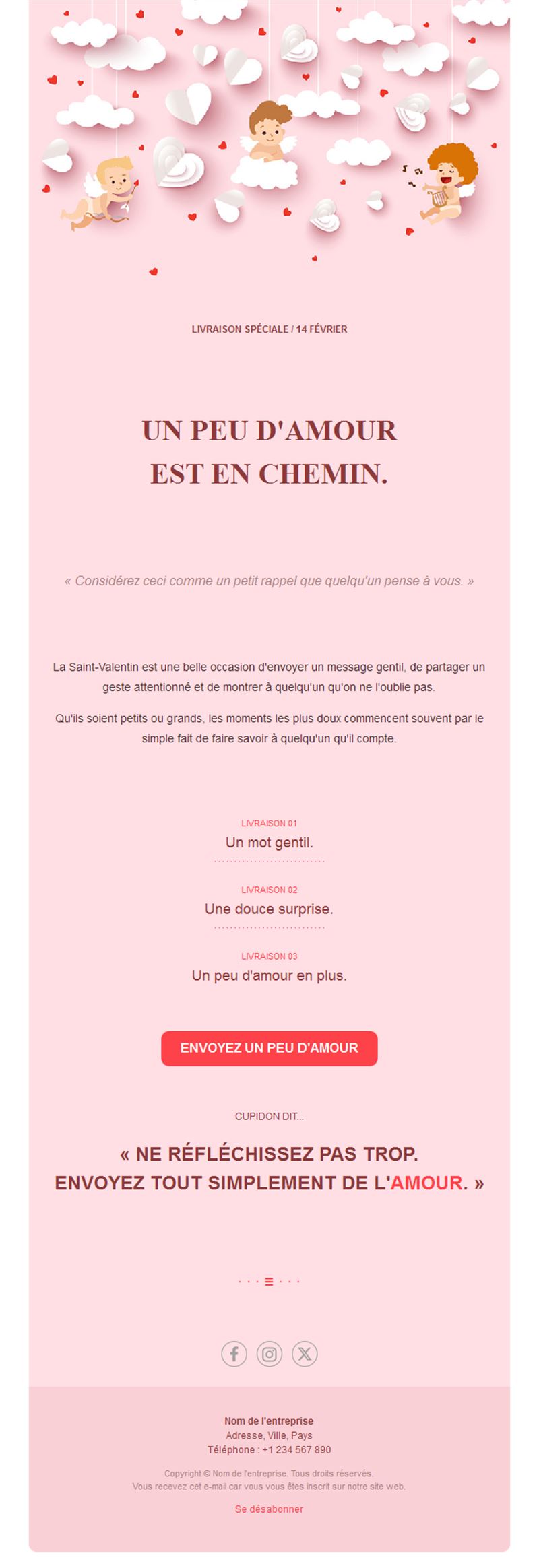 Email Saint-Valentin avec cupidons
