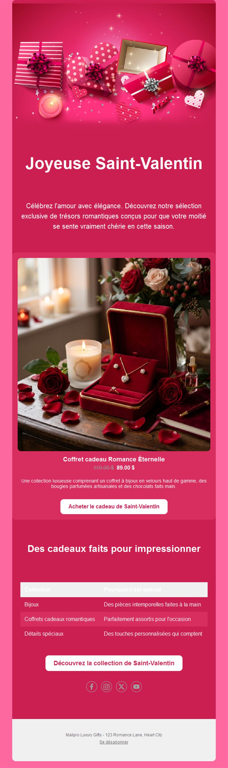 Email coffret cadeau Saint-Valentin
