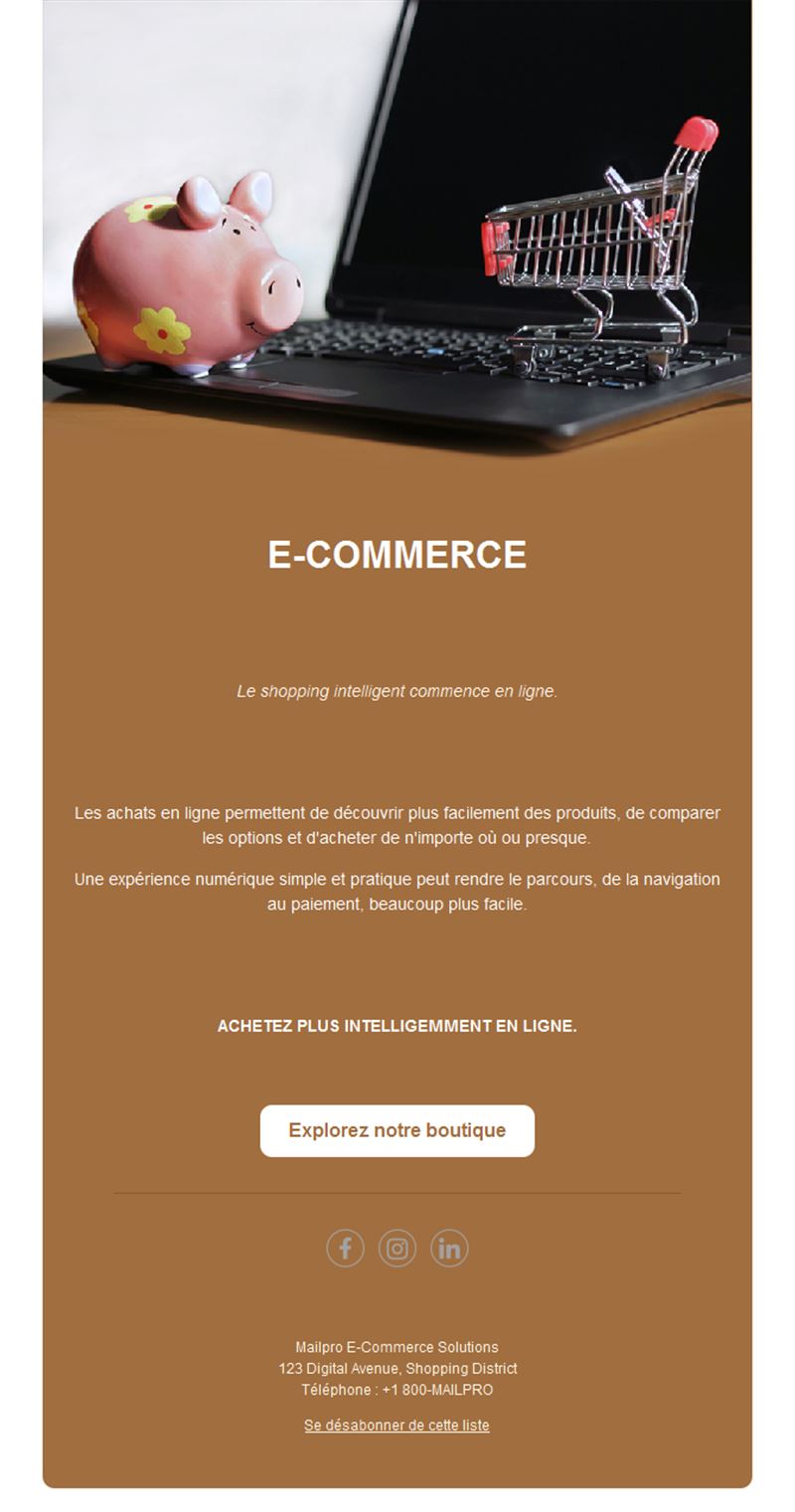 Email brun pour un shopping malin