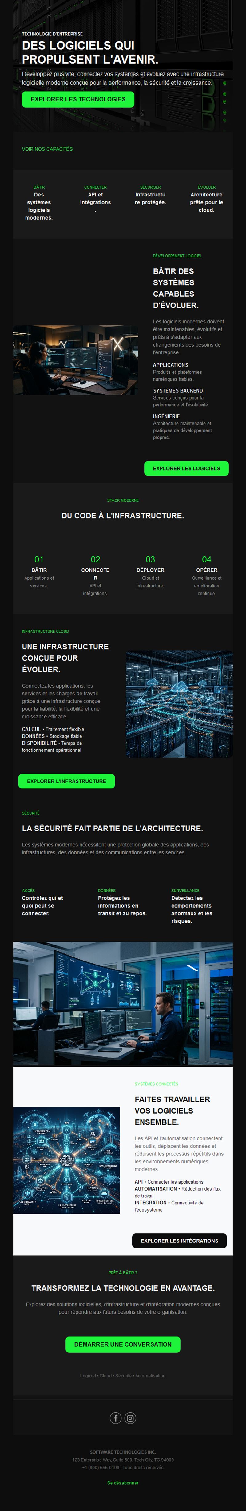 Email d'entreprise de développement logiciel