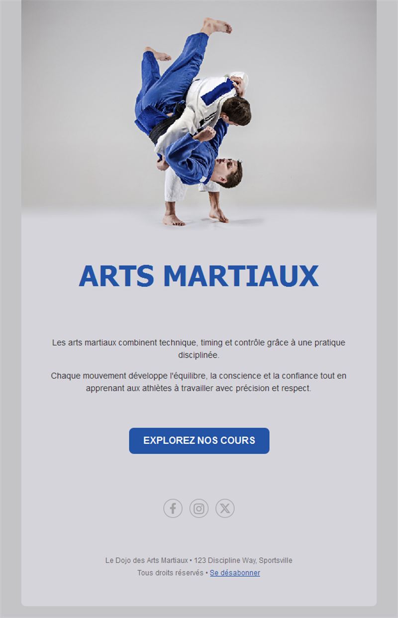 Email de club de judo