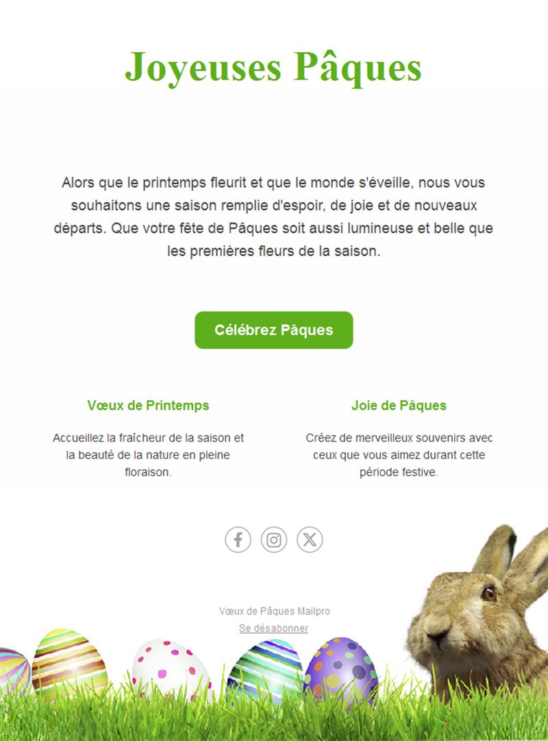 Email simple vert de Joyeuses Pâques