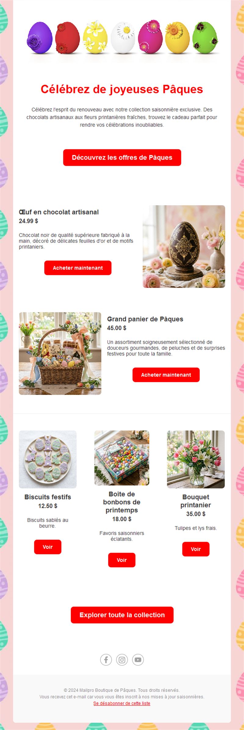 Email d'offres de Pâques colorées