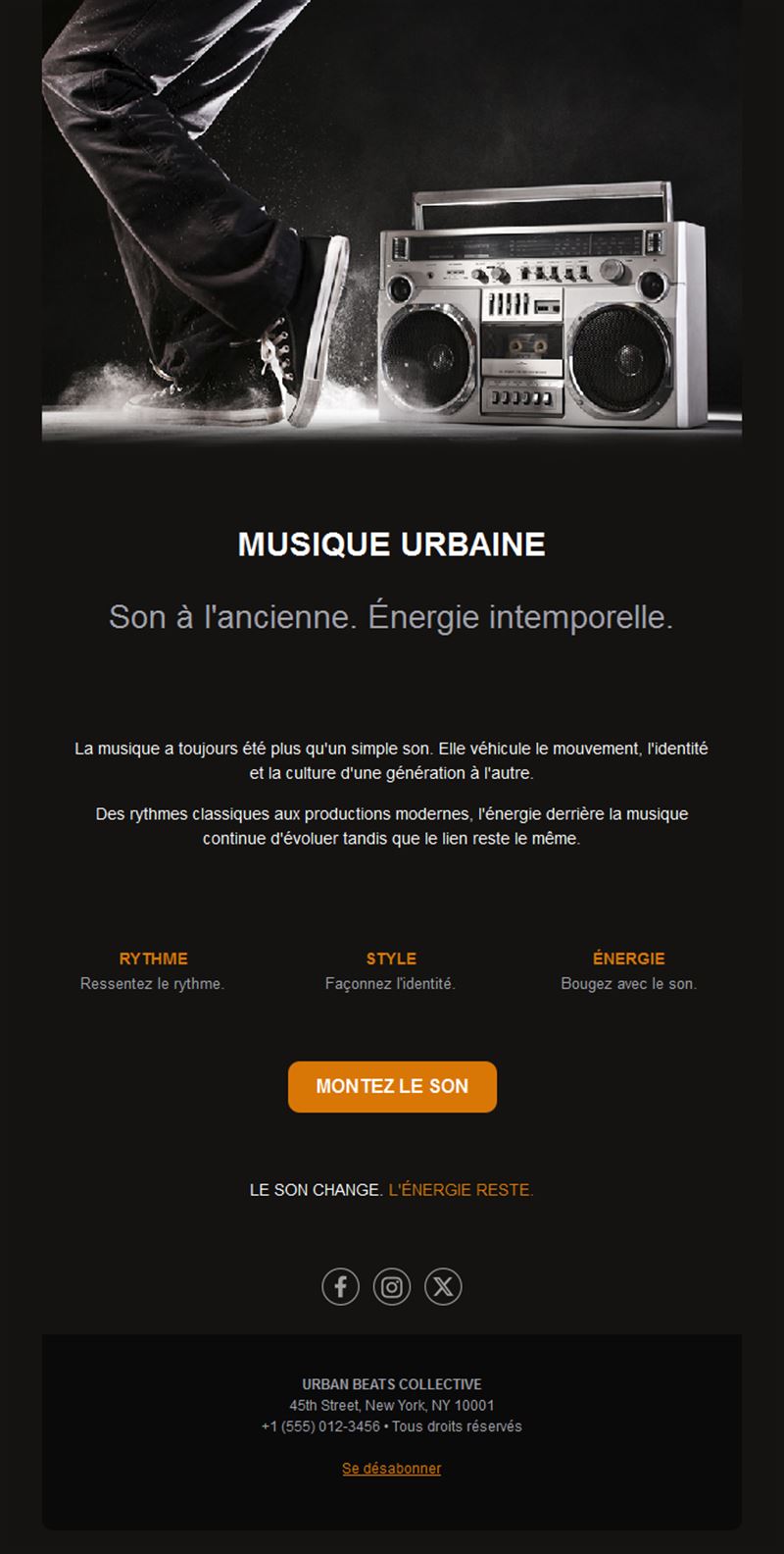 Email de musique urbaine hip-hop