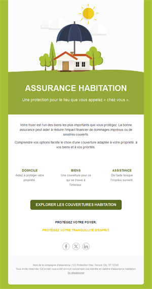 Email vert d'assurance habitation