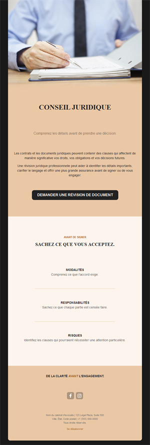 Email de relecture de contrats