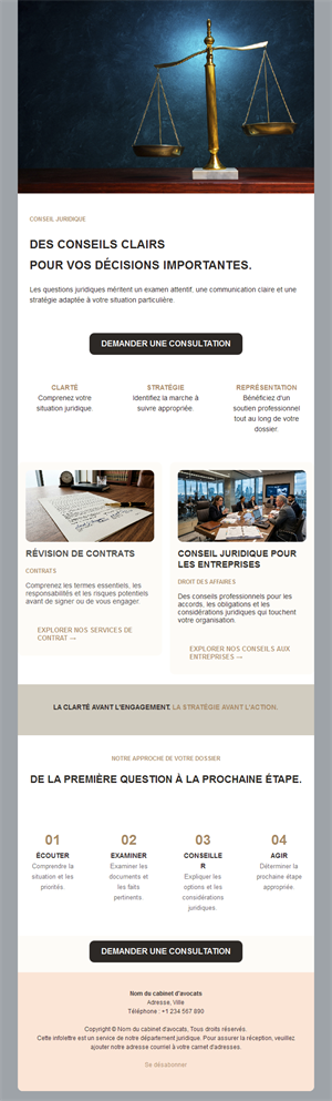 Newsletter de cabinet en droit des affaires
