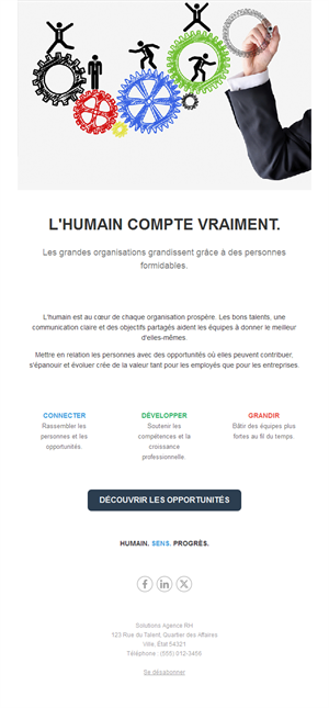 Email d'agence RH sur les talents