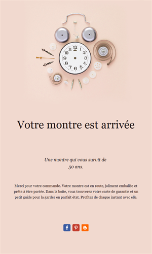 Email pastel d'arrivée de montre