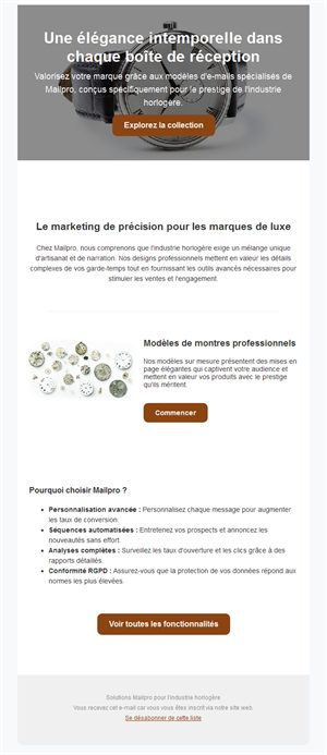 Email marketing pour marques horlogères