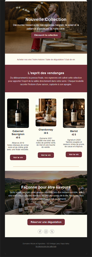 Email collection des vendanges du vigneron