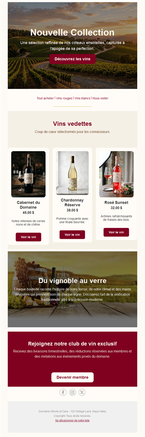 Email vins phares et club de vins
