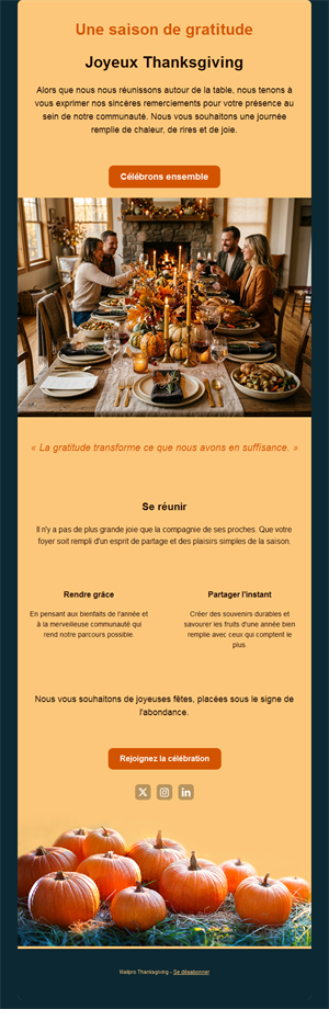 Email orange de fête de Thanksgiving
