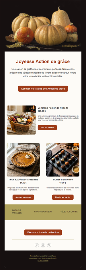 Email coups de cœur de Thanksgiving
