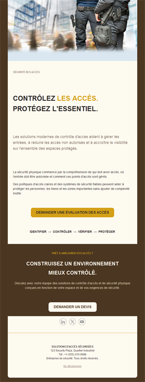 Email de contrôle d'accès doré