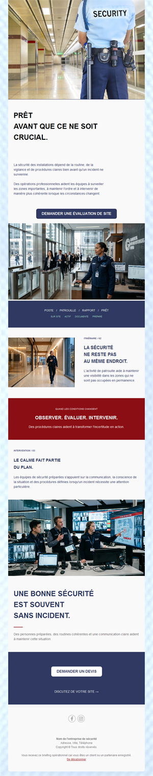 Newsletter de services d'agents de sécurité