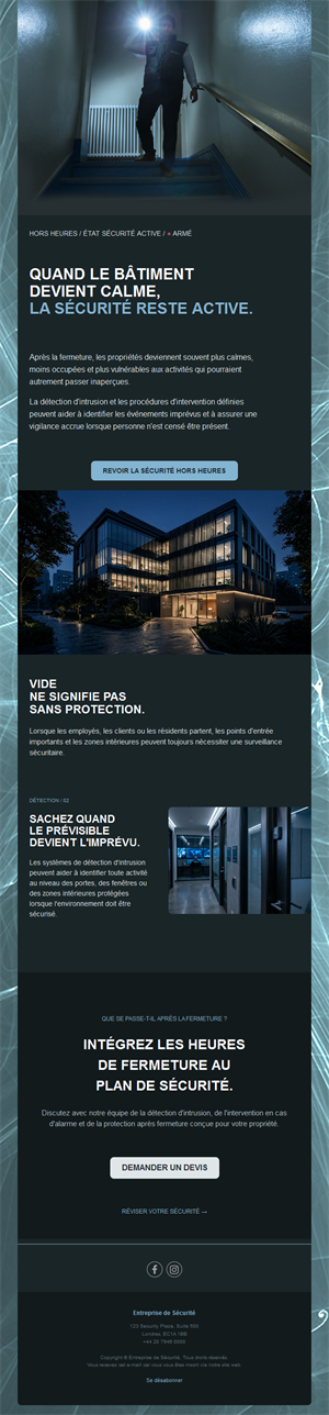 Email de sécurité en dehors des heures