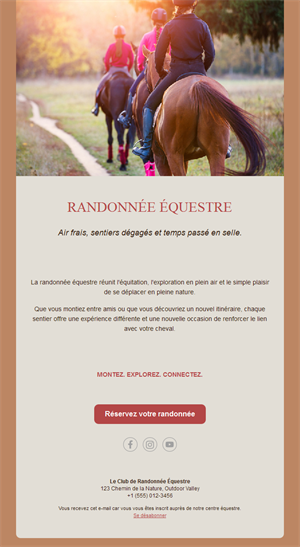 Email de randonnée équestre