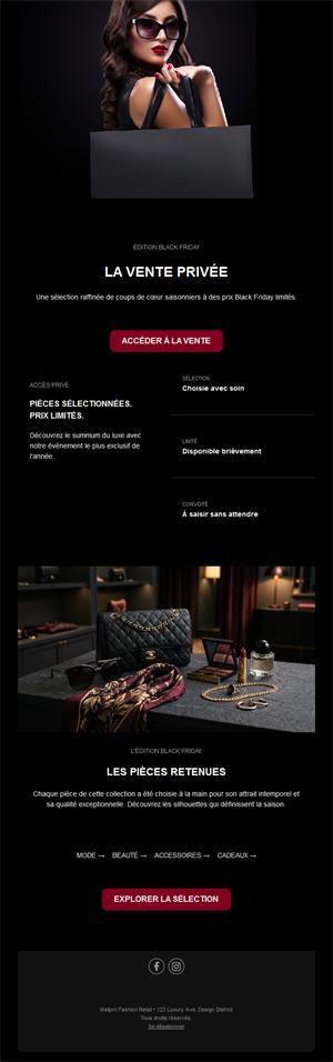 Email de vente privée Black Friday