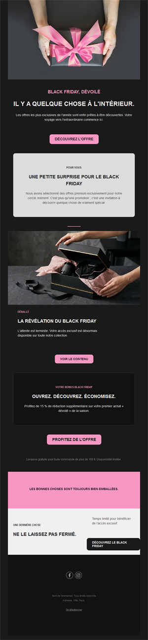 Email d'offre surprise Black Friday