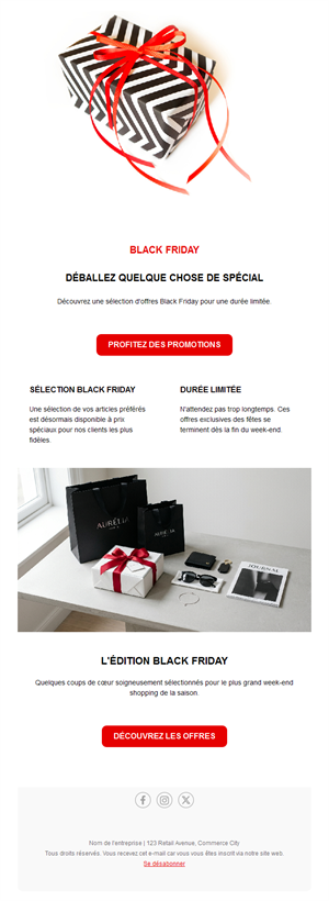 Email de sélection cadeaux Black Friday